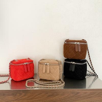 Autumn and Winter New Mini Shoulder Box Bag Fashion Lipstick Chain Bag Women's Messenger Diamond Suede Bag