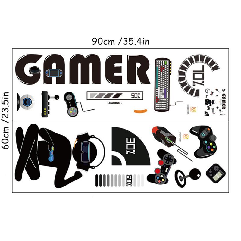 Level Up Gamer Zone Cartoon Gaming Theme Wall Decals Puzzle Game Character Cool Boy Vinyl Stickers Home Decoration For Kids Room