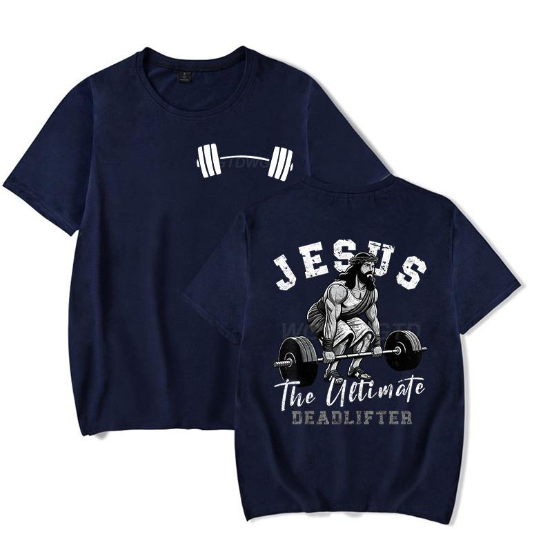 Funny Jesus Workout Graphic T Shirts Men Jesus The Ultimate Deadlifter Workout Christian Gift Tee Tops Sport Lover Fashion Shirt