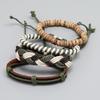 Stylish Multi Layer Bracelet with Bohemian Beads Hand Woven PU Leather Wristband Party Wear Jewelry Commemorative Gift