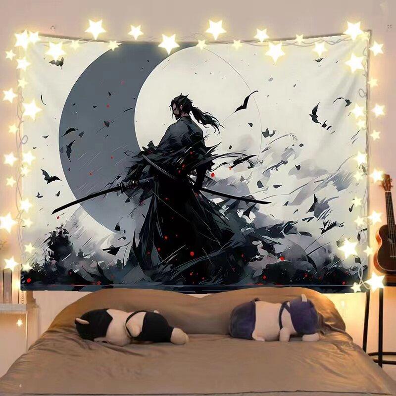 New Chinese Style Illustration Tapestry Wall Hanging for Bedroom Headboard  Wall Decor