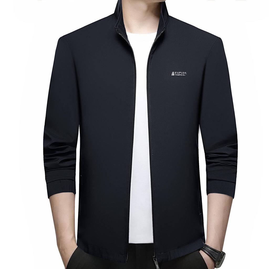 Stylish Stand-Up Collar Jacket for Middle-Aged Men - 2026 Spring Korean Business Casual