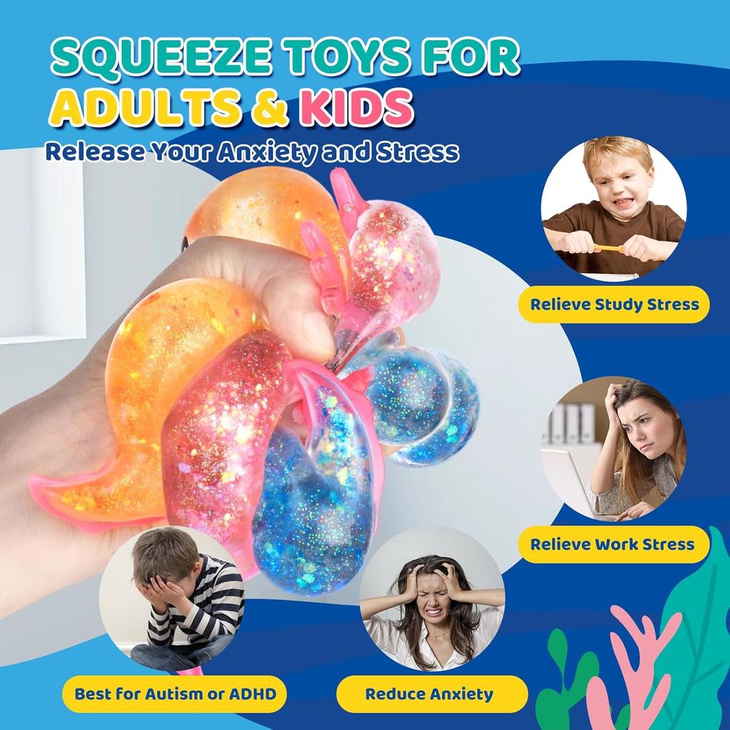 אקסולוטל סקווישי צעצוע להקלה על לחץ סוכר מלט נצנצים צעצוע אמפיבי פידג'ט לילדים מרגיע מתנות למסיבת יום הולדת