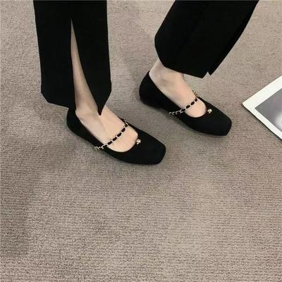 Suede Soft Flat Bottom One-pedal French Evening Wind Single Shoes Square Head Mary Jane Shoes Women's Shoes New In Spring and Autumn 2025