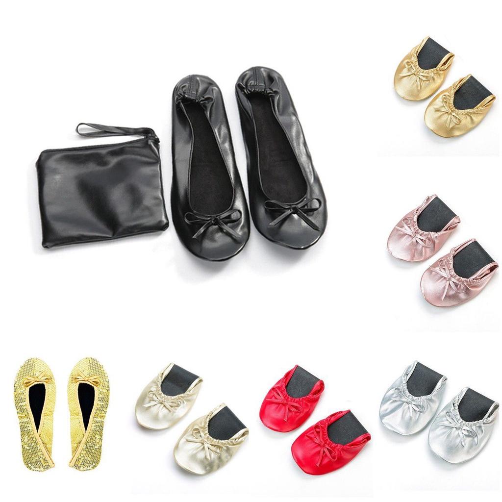 Indoor Foldable Portable Ballet Shoes Colorful Slipon Wedding Party Shoes Dance
