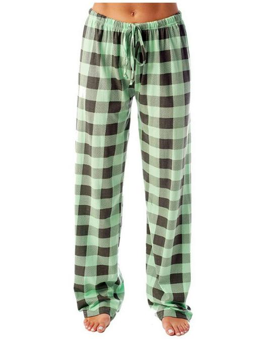 Women's Plaid Pajama Pants - Comfortable Elastic Waist Sleep Bottoms with Drawstring