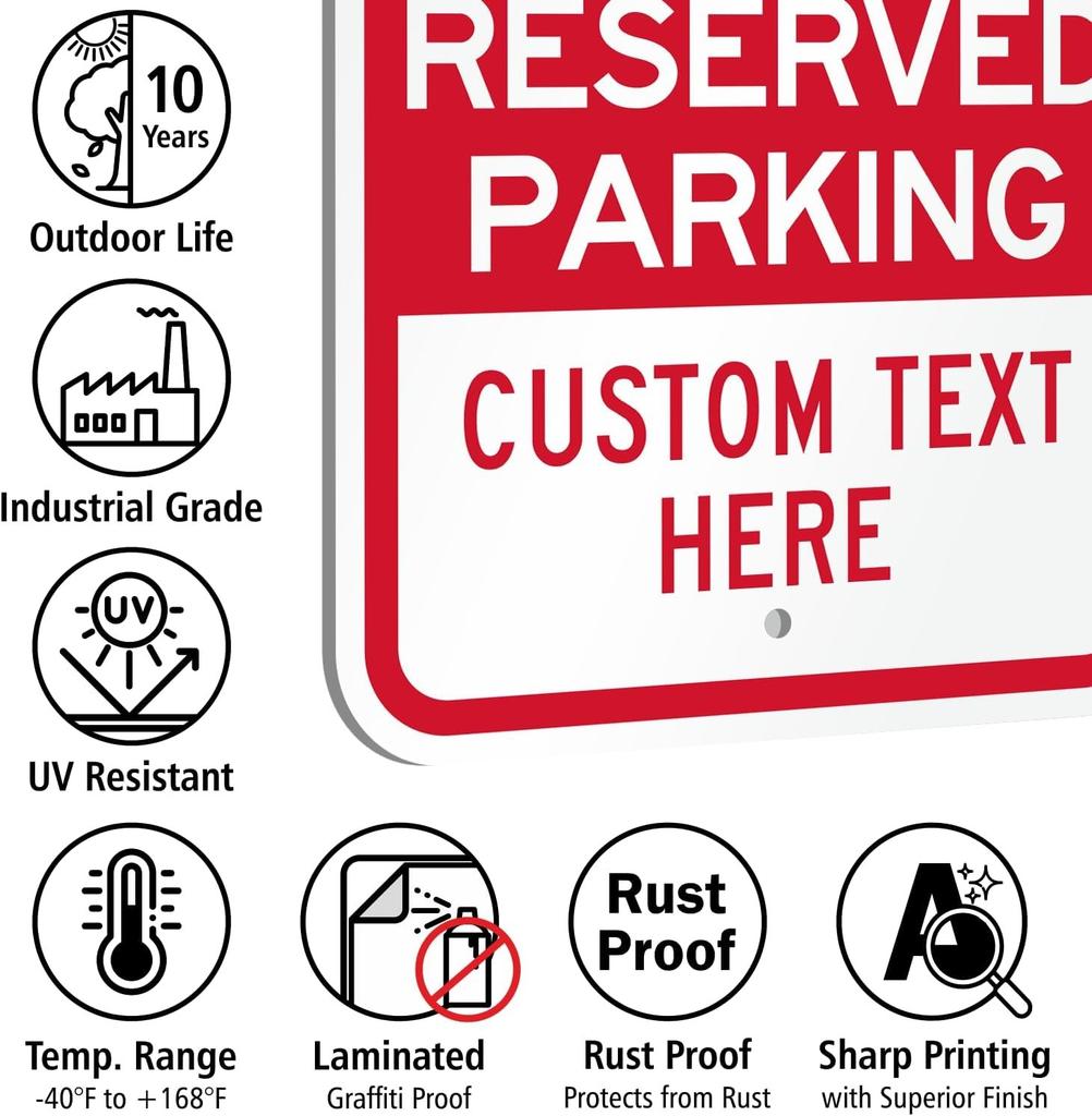 1pc 12"x18" SmartSign Custom Reserved Parking Sign | USA-Made 63 Mil Laminated Rustproof Aluminum | Add Logo/Text, Reflective Op