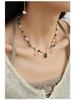 French Retro Royal Court Style Zircon & Pearl Necklace with Natural Stone Clavicle Chain