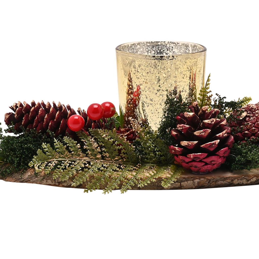 Regal Tidings Plum & Gold Candle Holder - Long Board