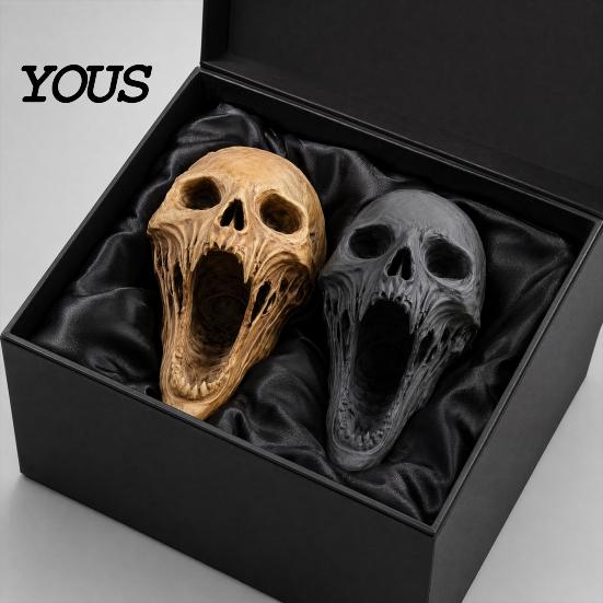 Gothic Skull Ornament Statue, 3D Printed Human Head Model for Home Aged Sculpture Decoration, Halloween Statues, Bookshelf and Desktop