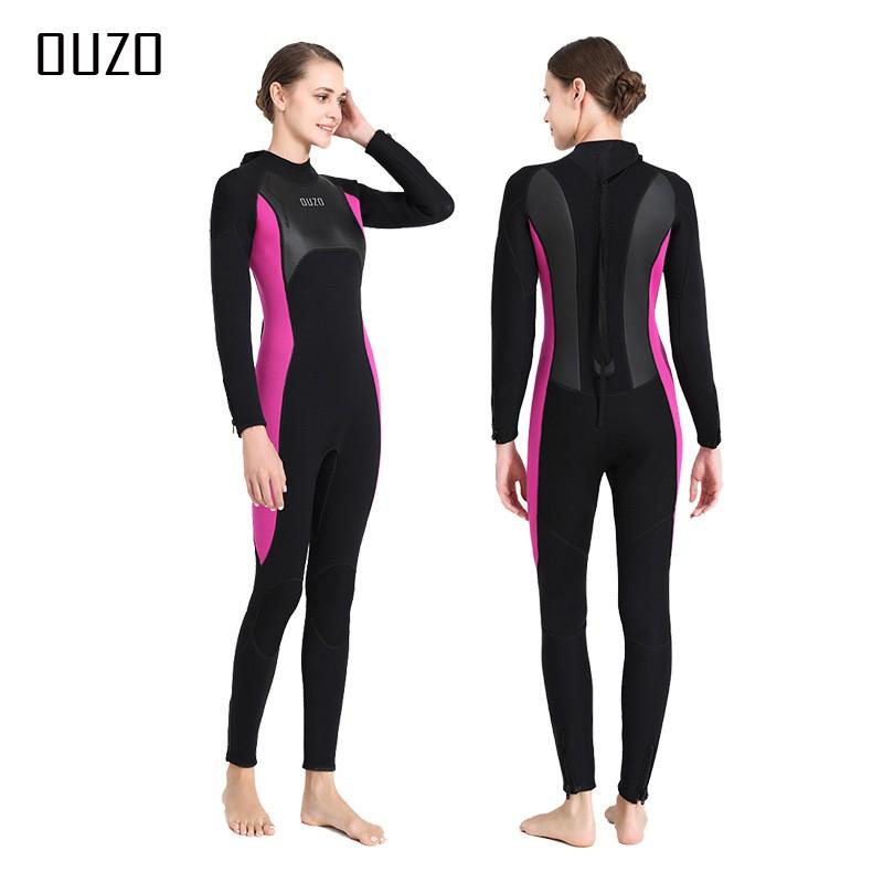 OUZO 3mm Diving Suit Men's Long-sleeved One-piece Thickened Warm Surfing Swimming Snorkeling
