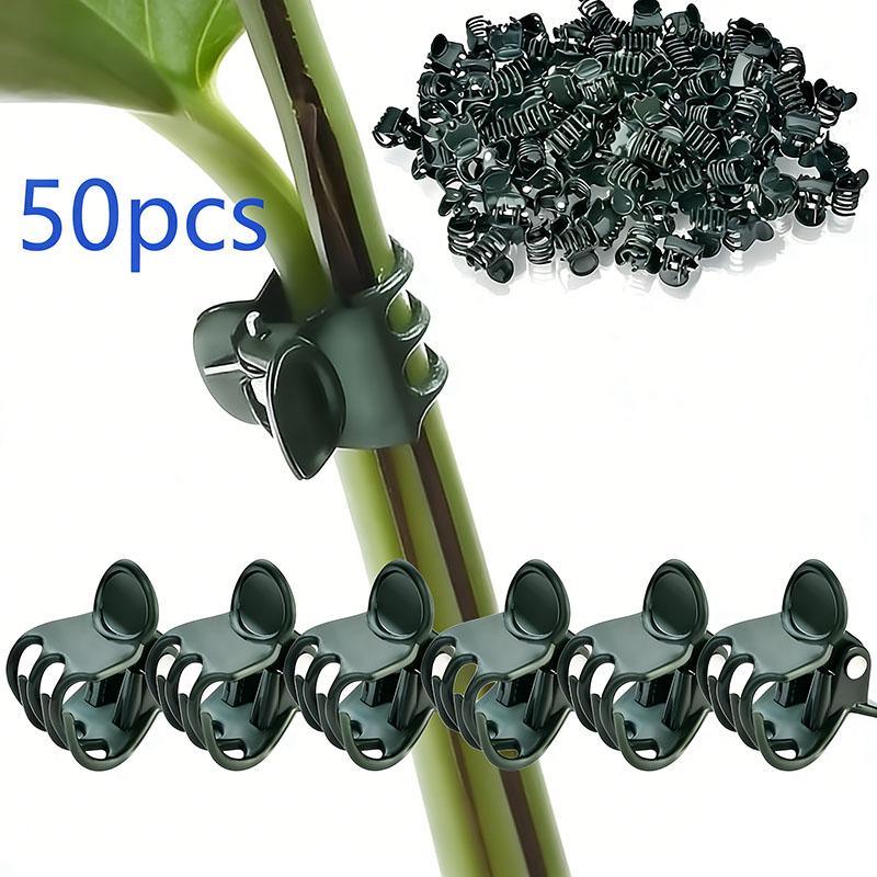 

50pcs Plastic Garden Plant Clip For Phalaenopsis Graft Orchid Stem Dark Green Vine Support Clips Gardening Accessories