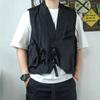 Functional wind short V-neck vest vest, outdoor wear, multi-pocket tooling, sleeveless vest, male trend