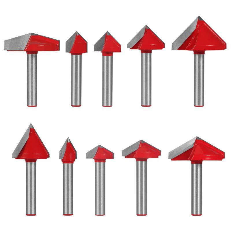 6mm V-Groove Bit Woodworking Cutter - 3D Engraving Knife, V-Shaped, 60/90 Degrees, 6 Patterns