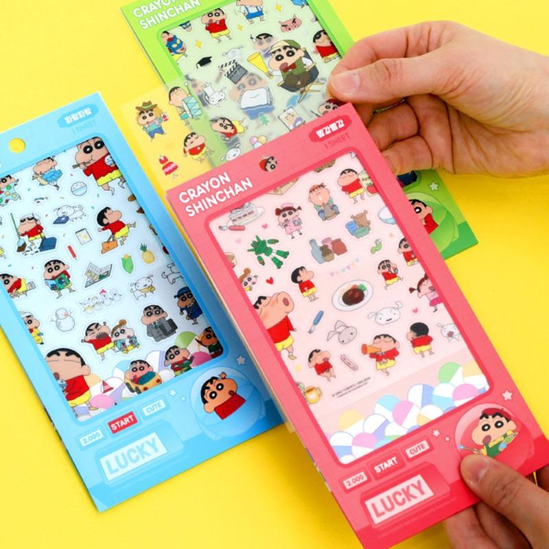 Crayon Shin chan Transparent Cartoon Account Decoration Po Bag Phone Notebook Gooka Transparent Stickers Gifts