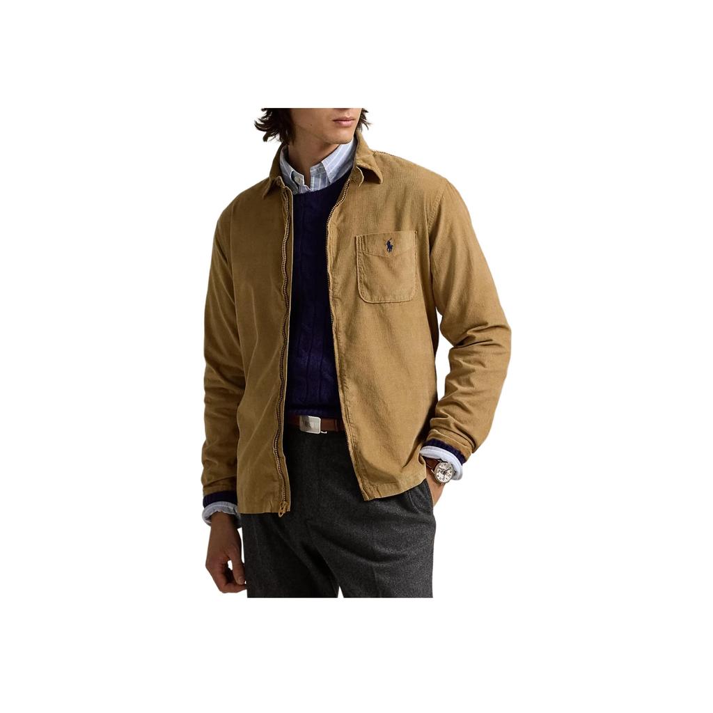 Polo Ralph Lauren Pony Embroidered Zipper Pocket Long Sleeve Shirt Men shirts New-Bronze MNPOWOV16823829-200