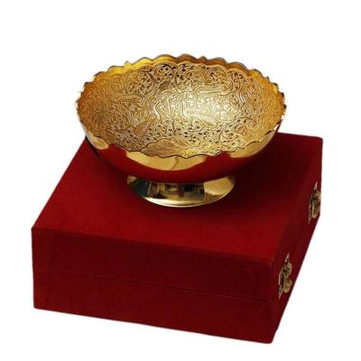 Bowl for Decoration with Red Velvet Box | Bowl for Puja, Serving and Gifting| Brass Items |