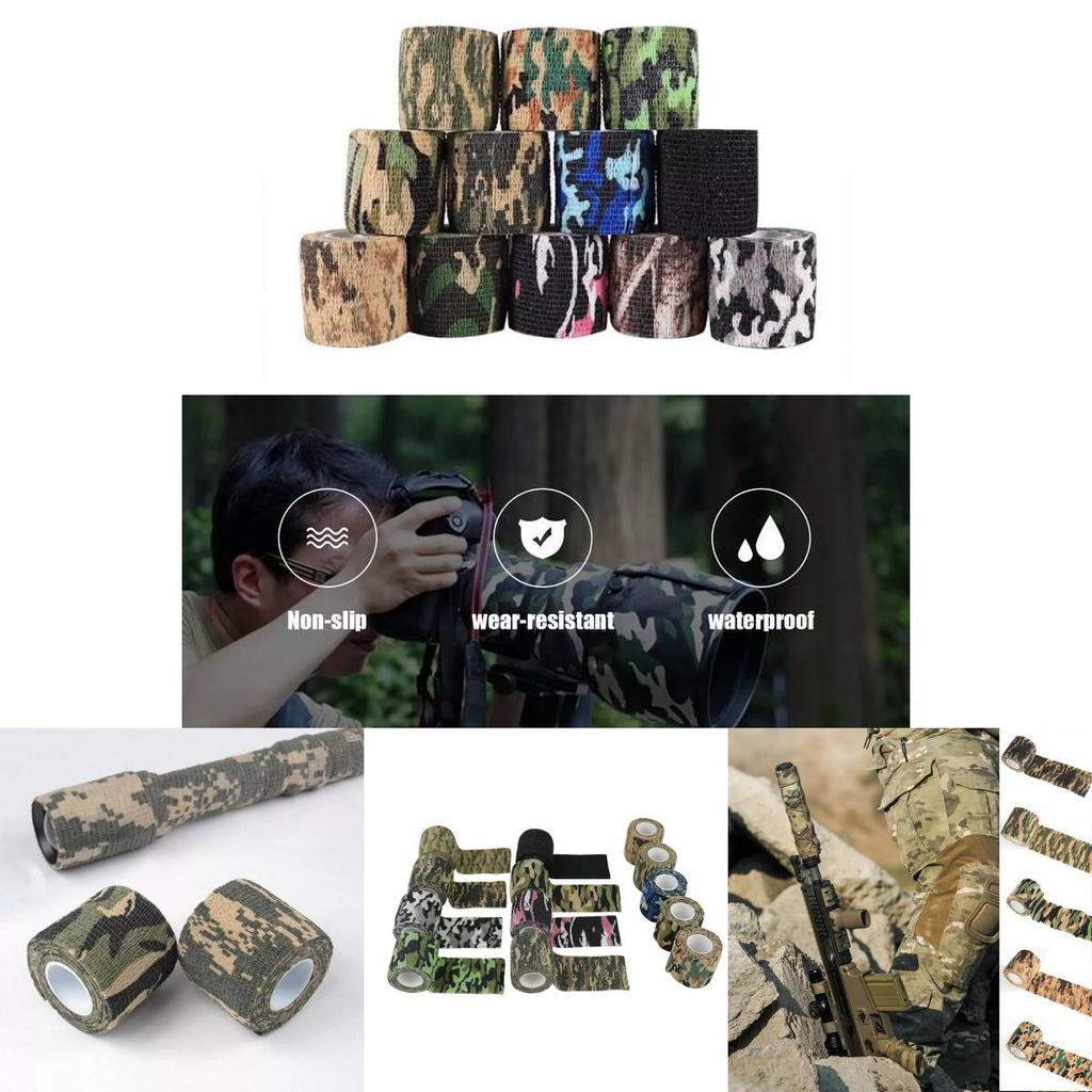 Self Adhesive Stretchable Camouflage Tape For Outdoor Use With Non Sticky Fabric In Multiple Colors And Patterns For Easy Application