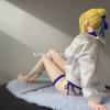 19cm Anime Figure Saber Artoria Pendragon Swimsuit Sitting Beauty Pvc Collectible Model Decoration Ornament For Adult Collectors