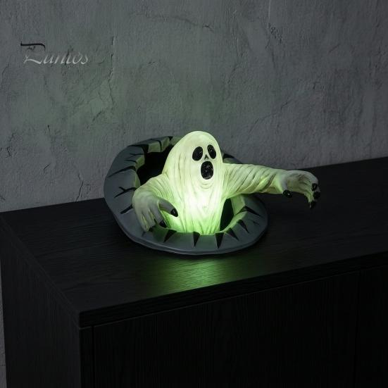 Décoration Fantôme Halloween Épouvante Sortir du Mur Décoration Murale, Lumineuse Décorative pour Statue en Résine d'Horreur Maison Hantée, Figurines de Maison de Fête