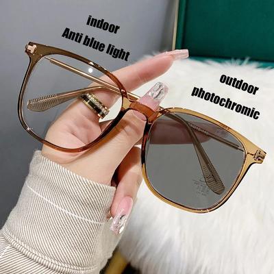 Gafas de Sol Fotocromáticas de Metal de Moda para Mujer Gafas Anti-Luz Azul para hombre Elegantes Camaleón Antideslumbrantes Gafas de Conducir UV400