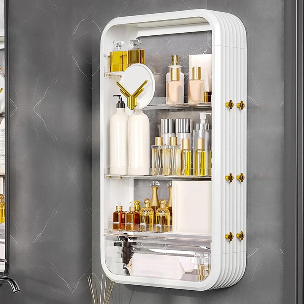 Bathroom Vanity Rack Shelf, Multifunctional Cosmetic Makeup Storage Rack, Towel Dispenser