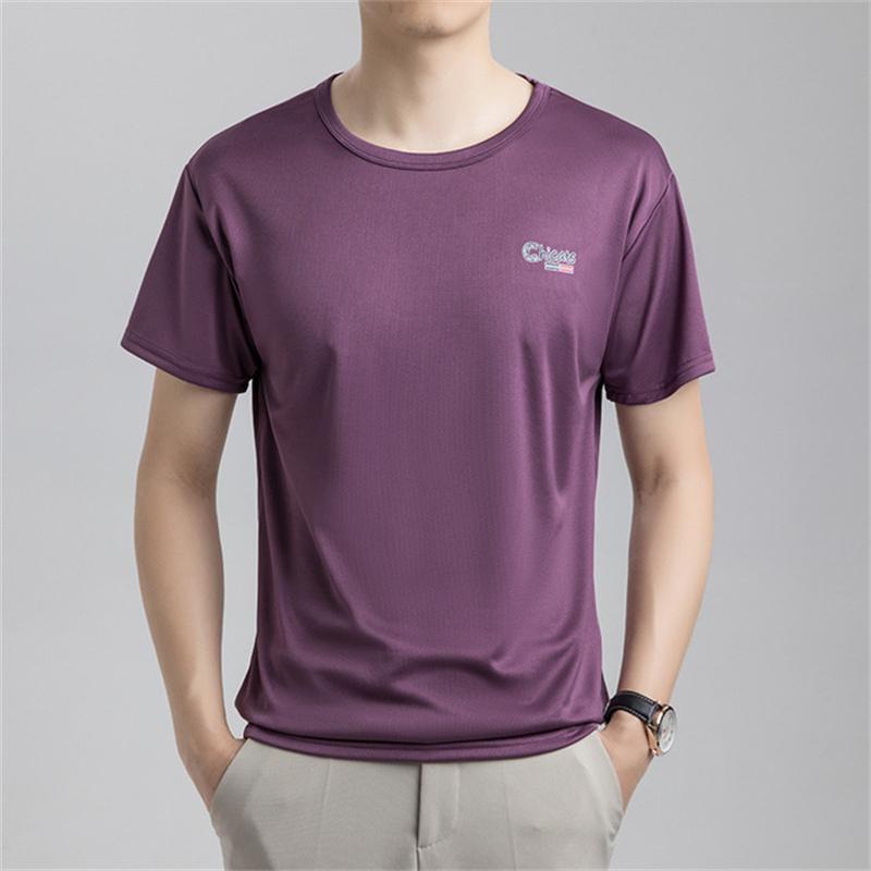 

Летняя футболка из ледяного шелка, мужская холодная эластичная быстросохнущая дышащая спортивная рубашка с короткими рукавами и круглым вырезом, футболка мужская 4XL красный/фиолетовый