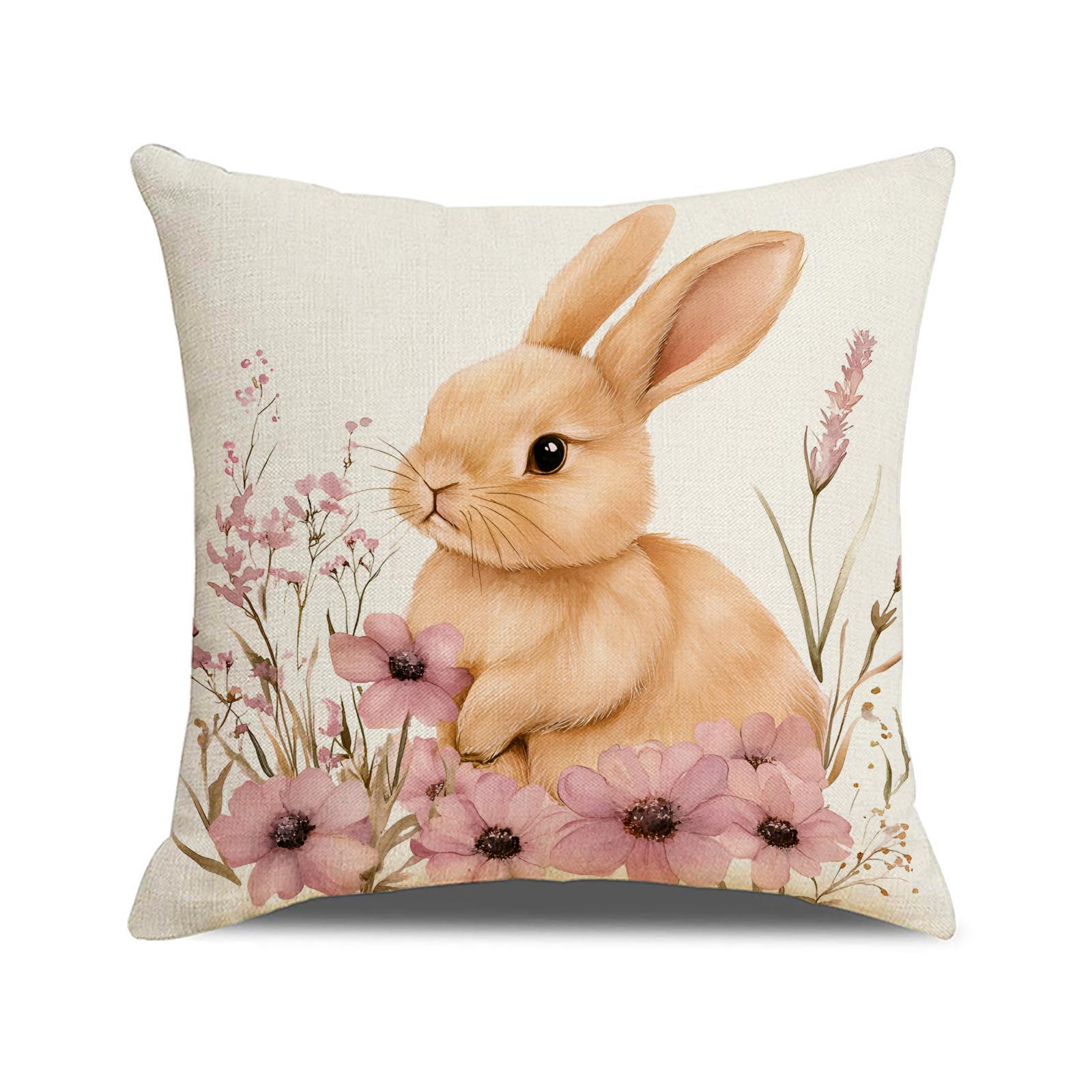

Cartoon Print Easter Bunny Pillow Case Pink Set Combination Holiday Decoration Cushion Living Room Sofa Pillow 45 * 45Cm (excluding pillow core)