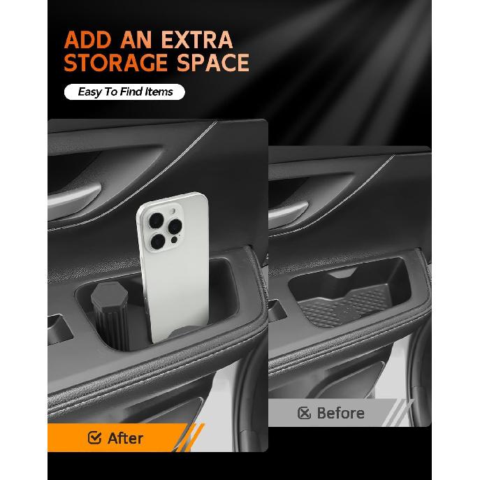 CDEFG 2PCS for 2024 2025 2026 Toyota Grand Highlander Accessories Rear Door Handle Insert Pocket Organizer Storage Box