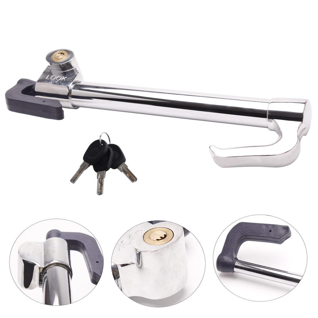 FARBIN Car Steering Wheel Car Brake Wheel Emergency Dual Protection for Personal Defense and Theft Prevention Steering Wheel Anti-Theft Lock, Lock,