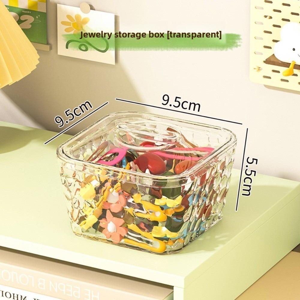 

Transparent Desktop Storage Box Silver Plated Large Capacity Hair Jewelry Case Plastic with Lid Jewelry Organizer Box Hairpin