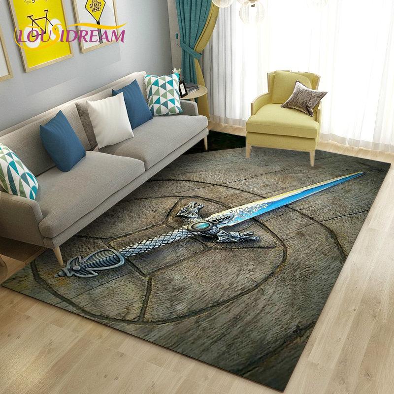 3D Sword Dagger Machete Saber Knife Area Rug,Carpet Rug for Living Room Bedroom Sofa Doormat Decor,Kid Play Non-slip Floor Mat