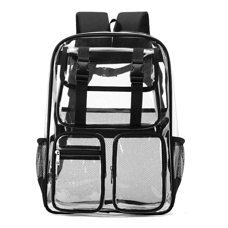 New Clear Double Shoulder Large Capacity Waterproof PVC Outdoor Backpack for Students