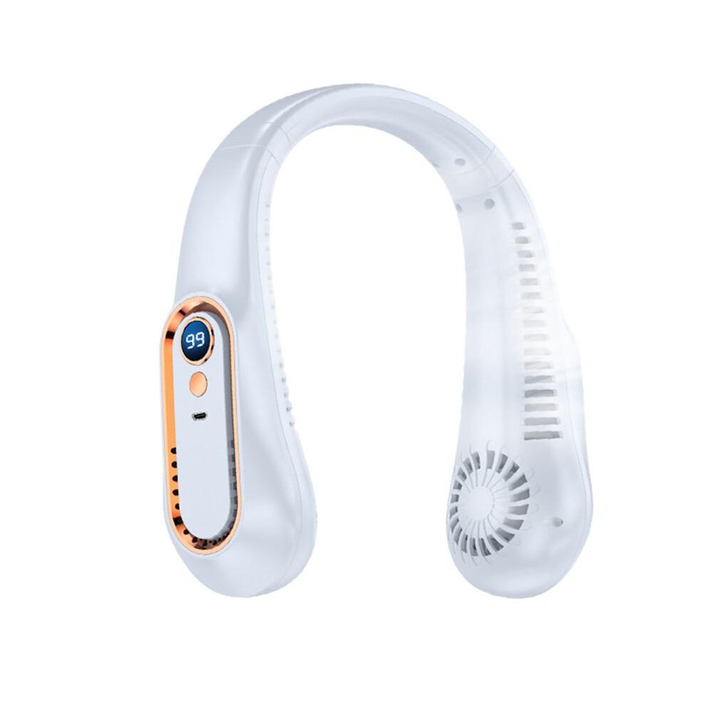 Nackenventilator Tragbar Klein Tragbar USB Kleiner Ventilator Nackenventilator Aufladbar Blattlos Weiß