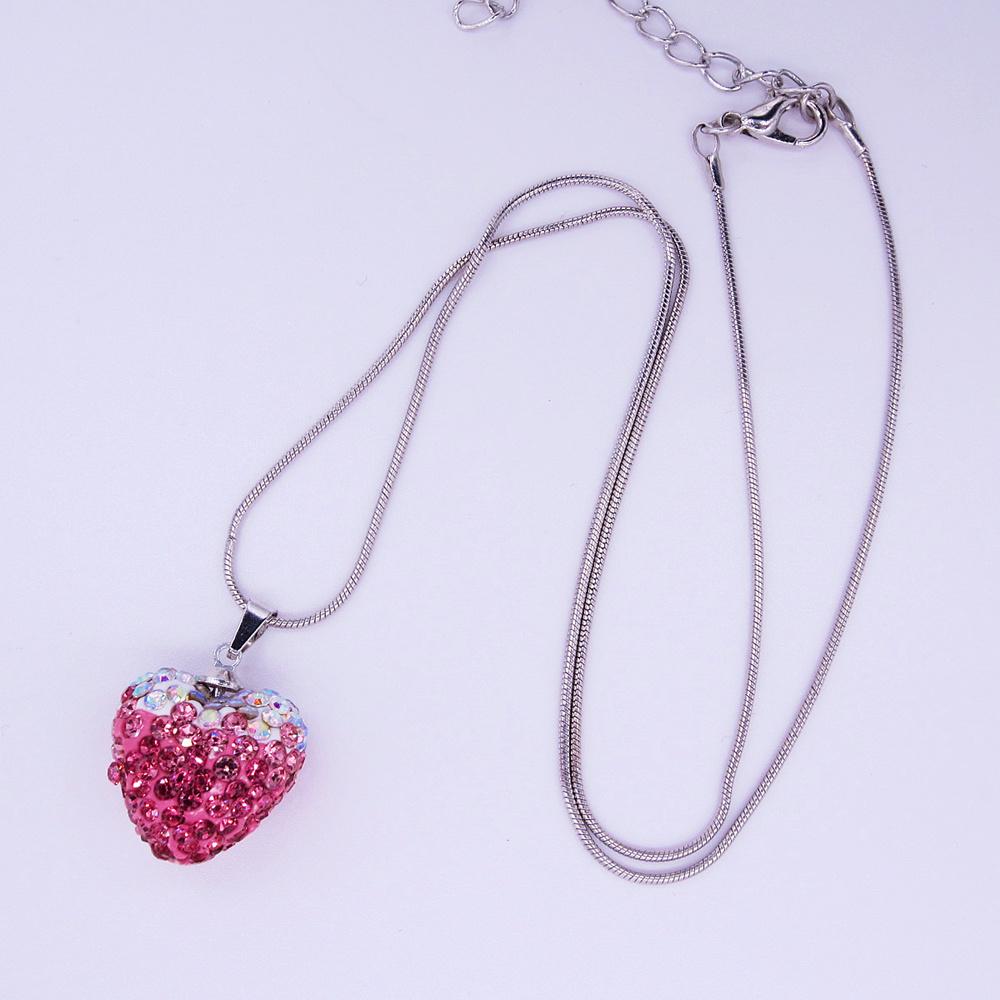 Women Spring Summer Lovely 16*18MM Pink&Red Color High Quality Rhinestone Strawberry Charm Pendant Chain Necklace Gift For Girl