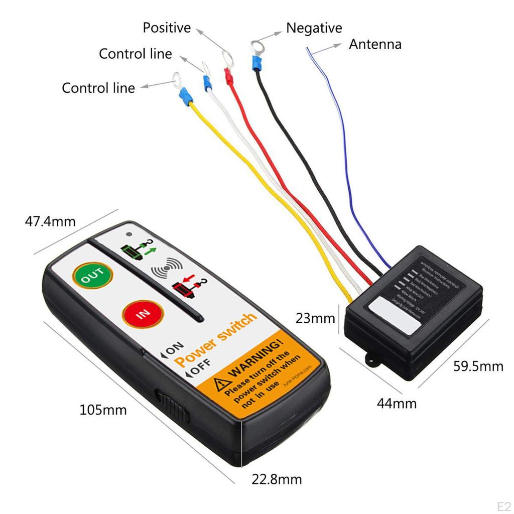 12V Electric Winch Remote Control and Receiver Kit, Handset Switch Controller 100 Feet