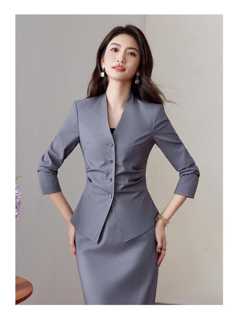 Collarless Women's Suit Set: Slim-Fit Professional Workwear for Spring and Autumn