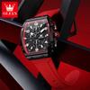 OLEVS Mens Watch Fashion Silicone Strap Tonneau Chronograph Quartz Watch Waterproof Luminous Sports Date Watches Gifts