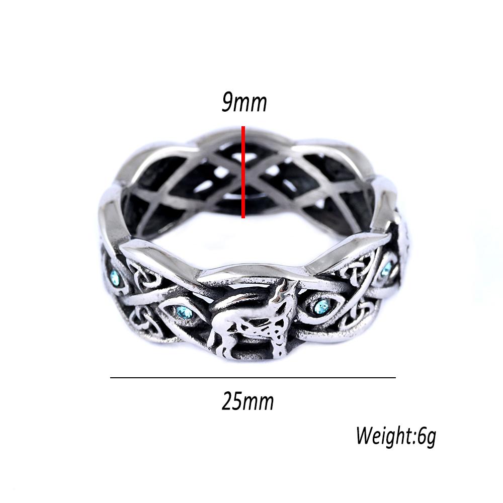 Bague loup géante de la mythologie nordique viking pour hommes et femmes, style punk, yeux bleus, pierre, animal, rétro, mode, bijoux, cadeau, livraison directe
