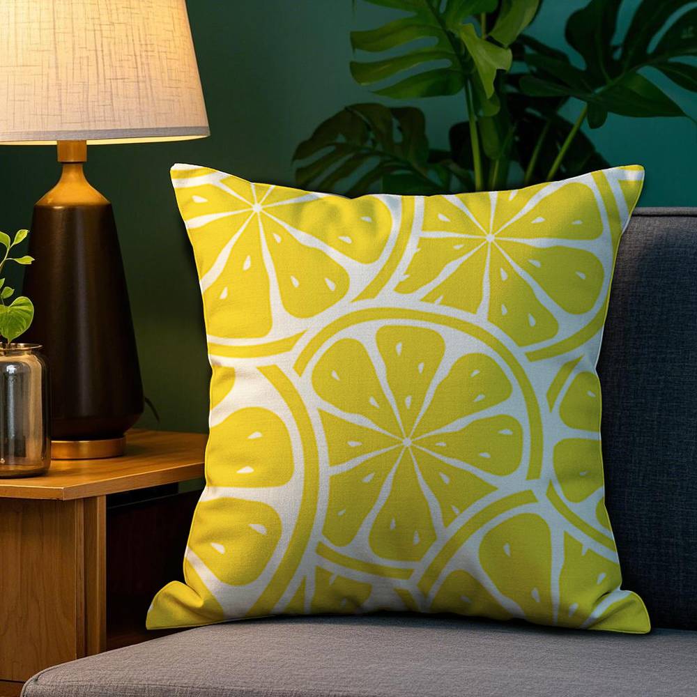 Lemon Fruit Pattern Pillow Case Plush Fabric Soft Double Sided Print Home Sofa High Quality Cushion Cover Throw