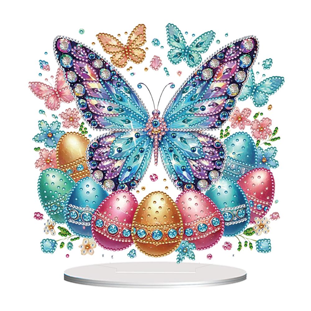 Acrylic Special Shape Butterfly Easter Eggs Table Top Diamond Painting Ornament Kits 5D DIY Diamond Art Tabletop Decorations