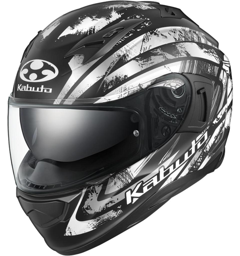 OGK KABUTO KAMUI-3 PRISMA Motorcycle Helmet, Flat Black/Silver, XS, 2137012