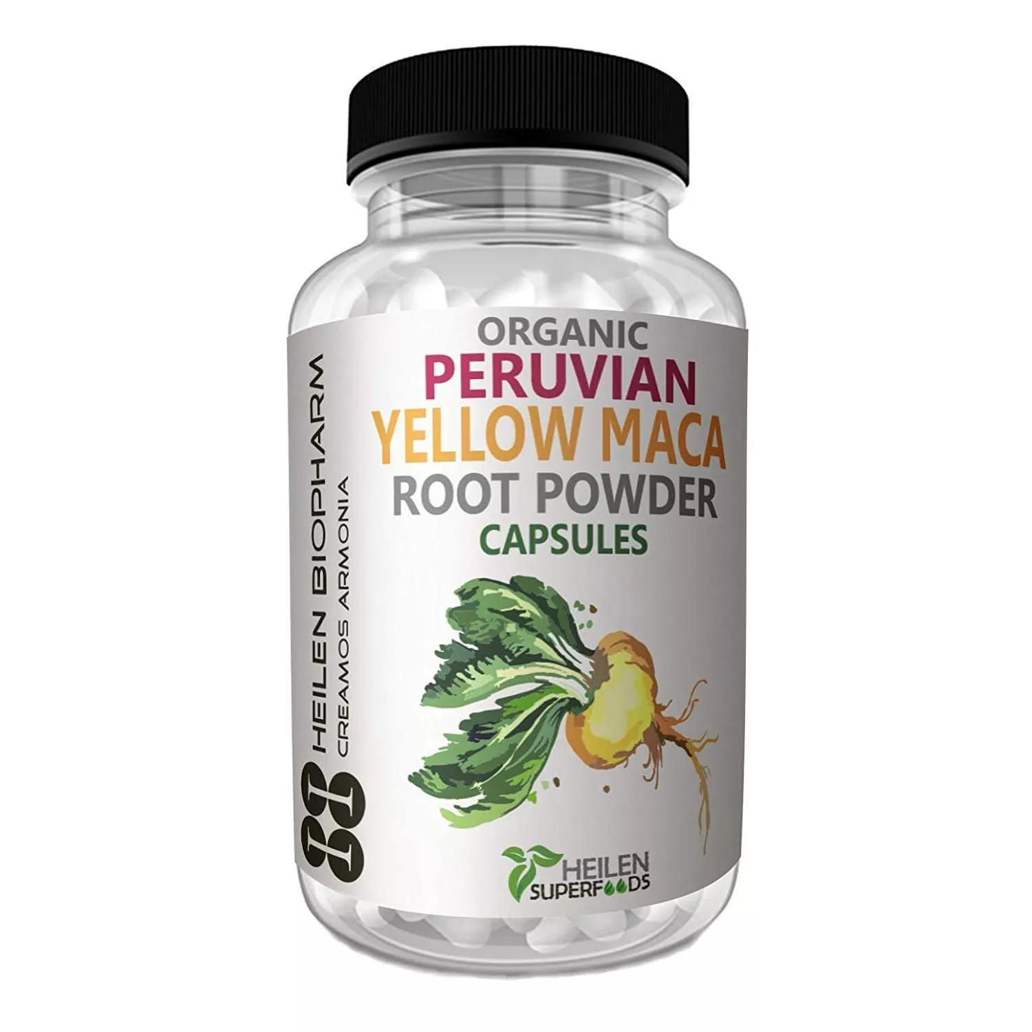 

Корінь жовтої Макі (180 кап, 500 мг), Organic Peruvian Yellow Maca Root Caps, Heilen Biopharm