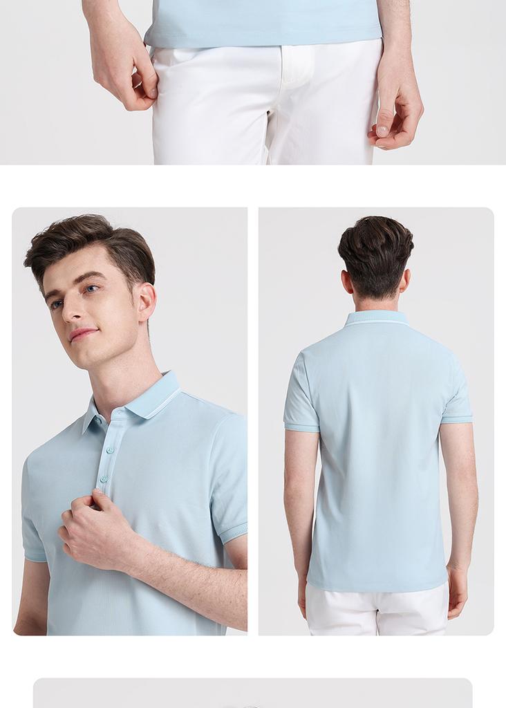 [Cool/Breathable] Langdeng Men's Short Sleeved Collar T-shirt New Summer Casual Business Solid Color Polo Shirt