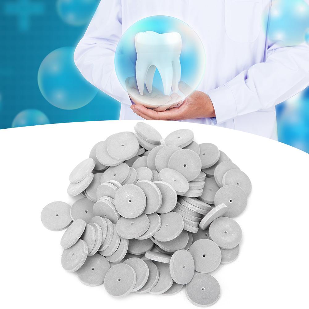 100pcs Dental Laboratory Burs Abrasive Grinding Polishing Rubber Wheel Tool (Grey Fine)
