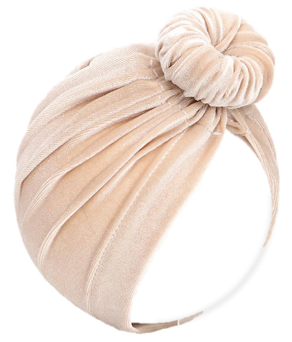 

Velvet Turban Headband Newborn Photo Head Protection Hat Ribbon Spring Summer Autumn Winter Infant Baby (beige, one size) бежевий
