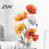 Versatile Flower Stickers for Walls 2Pcs Watercolor Wall Stickers, PVC Waterproof Floral Decals, Peel And Stick Botanical Decor Living Room Art Decor,