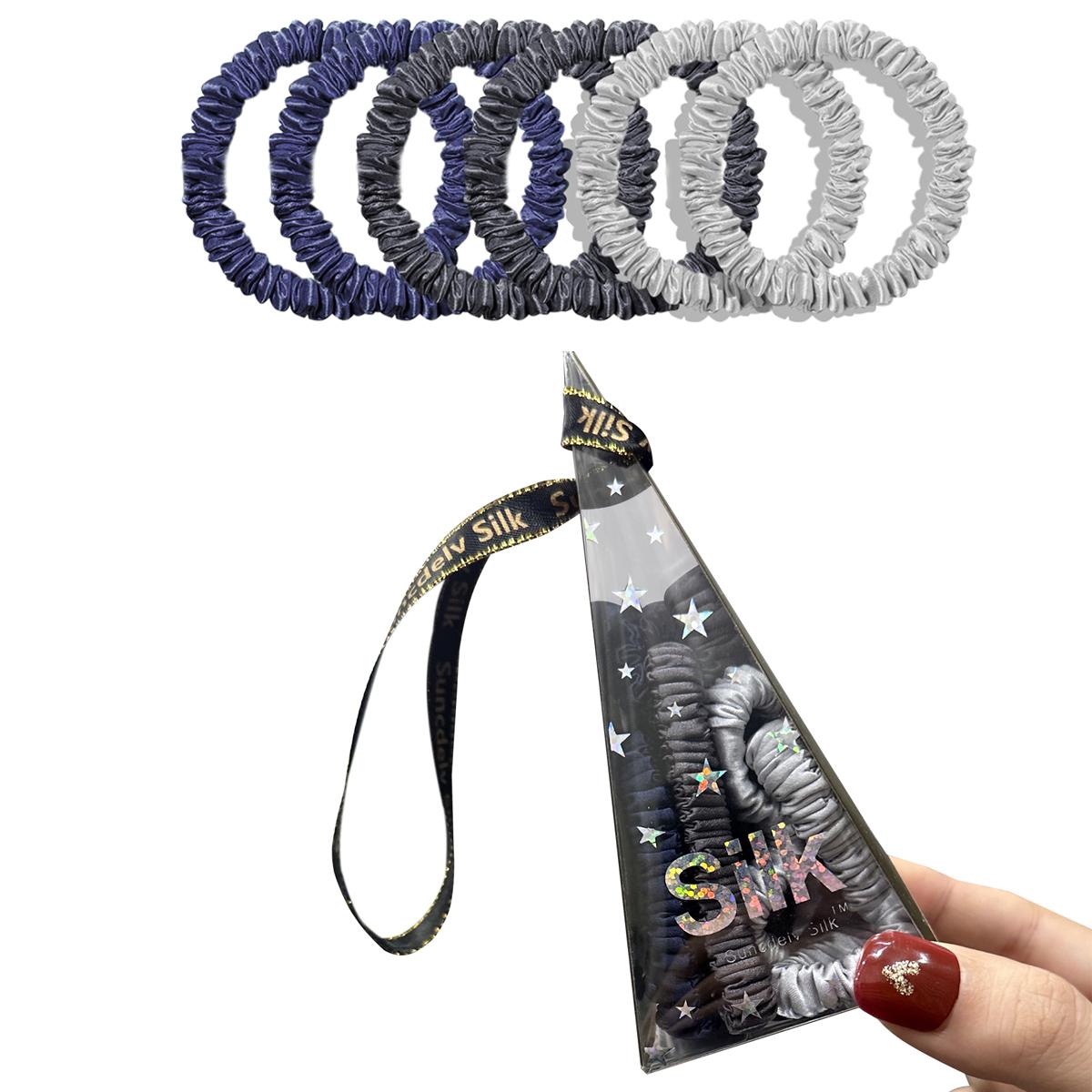 

Подарочная коробка с лентой - 6 шт. 100% шелковая резинка для волос для женщин, аксессуары для волос, однотонные натуральные резинки для волос из чистого шелковицы, повязка для волос для девочки