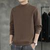 Men's Solid-color Casual High-neck Fitted Long-sleeved T-shirt, Men's Fleece Warm Base Layer Top