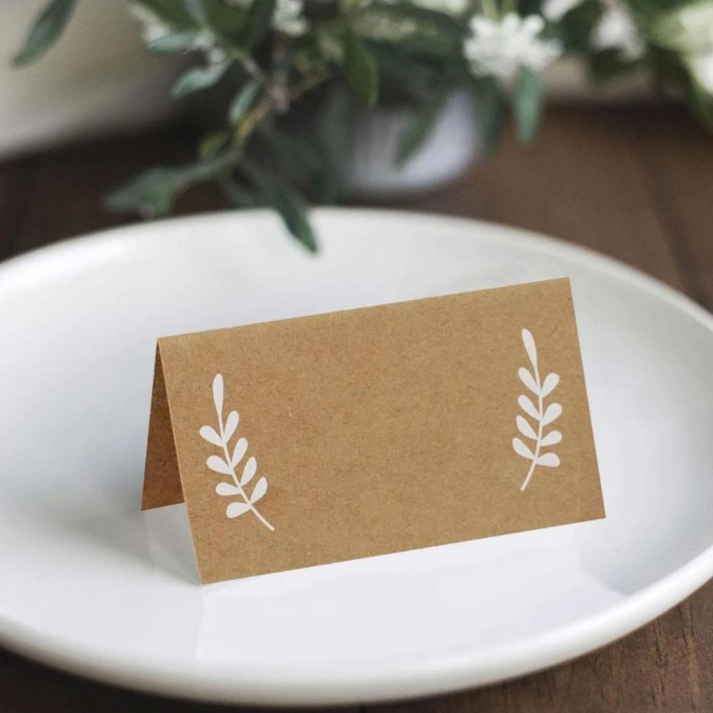 

Flower Prints Kraft Paper Place Cards Blank Message Setting Card Wedding Birthday Party Decoration